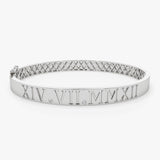 14K Personalized Roman Numeral Bangle Bracelet 14K White Gold Ferkos Fine Jewelry