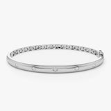 14k 4mm Dome Star Setting Diamond Bangle Bracelet 14K White Gold Ferkos Fine Jewelry