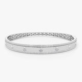 14K Flush Set Diamond Bangle with Pave Edges 14K White Gold Ferkos Fine Jewelry