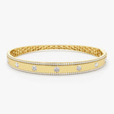 14K Flush Set Diamond Bangle with Pave Edges 14K Gold Ferkos Fine Jewelry