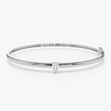 14K Pear Shape Diamond Solitare Bangle 14K White Gold Ferkos Fine Jewelry