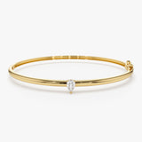 14K Pear Shape Diamond Solitare Bangle 14K Gold Ferkos Fine Jewelry