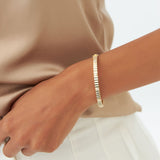 14k Gold Ribbed Diamond Bangle Bracelet Ferkos Fine Jewelry