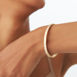 14k Gold Ribbed Diamond Bangle Bracelet Ferkos Fine Jewelry