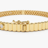 14k Gold Ribbed Diamond Bangle Bracelet  Ferkos Fine Jewelry
