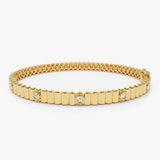14k Gold Ribbed Diamond Bangle Bracelet 14K Gold Ferkos Fine Jewelry
