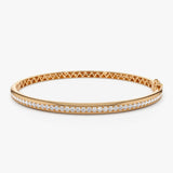14k 1.00 Ctw Dome Diamond Bangle Bracelet 14K Rose Gold Ferkos Fine Jewelry