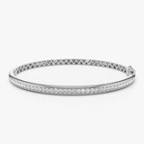 14k 1.00 Ctw Dome Diamond Bangle Bracelet 14K White Gold Ferkos Fine Jewelry