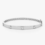 14K Gold 0.50Ct Round Diamond Bangle Bracelet 14K White Gold Ferkos Fine Jewelry