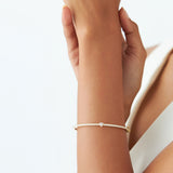 14k Gold Heart Shaped and Round Diamond Bangle Ferkos Fine Jewelry