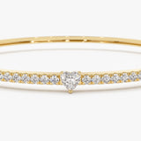 14k Gold Heart Shaped and Round Diamond Bangle Ferkos Fine Jewelry