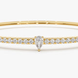 14k Gold Pear Shaped and Round Diamond Bangle Ferkos Fine Jewelry