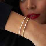 14k Gold Emerald Cut and Round Diamond Bangle Ferkos Fine Jewelry