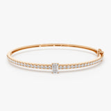 14k Gold Emerald Cut and Round Diamond Bangle 14K Rose Gold Ferkos Fine Jewelry