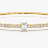 14k Gold Emerald Cut and Round Diamond Bangle Ferkos Fine Jewelry