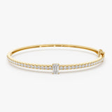 14k Gold Emerald Cut and Round Diamond Bangle 14K Gold Ferkos Fine Jewelry