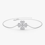 14K Diamond Clover Charm Bracelet 14K White Gold Ferkos Fine Jewelry