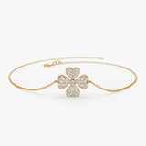 14K Diamond Clover Charm Bracelet 14K Gold Ferkos Fine Jewelry