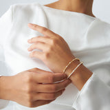 14K Beaded Gold Diamond Bangle Bracelet Ferkos Fine Jewelry