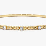 14K Beaded Gold Diamond Bangle Bracelet Ferkos Fine Jewelry