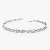 14K Gold Round and Baguette Diamond Bracelet 14K White Gold Ferkos Fine Jewelry