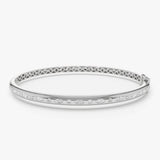 14k Flush Setting Marquise Shaped and Round Diamond Bangle 14K White Gold Ferkos Fine Jewelry