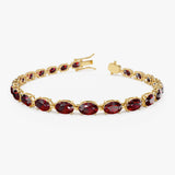 14K Gold Oval Shaped Red Garnet Tennis Bracelet 15.25 ctw 14k Gold Ferkos Fine Jewelry