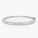 3.5 Ctw 14k Emerald Cut Lab Grown Diamond Bangle - Ellie 14k White Gold Ferkos Fine Jewelry