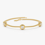 0.75 Ctw 14k Gold Lab Grown Diamond by the Yard Beaded Bracelet - Leda Ferkos Fine Jewelry