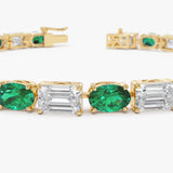 15.30 ctw 14k Lab Grown Colombian Emerald and Diamond Bracelet - Brooke Ferkos Fine Jewelry