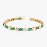 15.30 ctw 14k Lab Grown Colombian Emerald and Diamond Bracelet - Brooke 14K Gold Ferkos Fine Jewelry