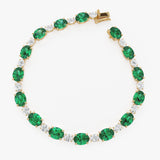 15.75 ctw 14k Lab Grown Colombian Oval Emerald and Oval Diamond Bracelet - Molly Ferkos Fine Jewelry
