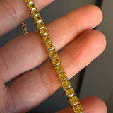 17.50 ctw 14k Lab Grown Cushion Cut Fancy Vivid Yellow Diamond Tennis Bracelet - Paige Ferkos Fine Jewelry