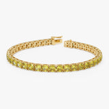17.50 ctw 14k Lab Grown Cushion Cut Fancy Vivid Yellow Diamond Tennis Bracelet - Paige 14K Gold Ferkos Fine Jewelry