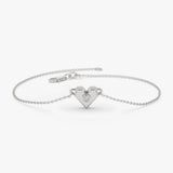 14k Bold Unique Diamond Heart Bracelet 14K White Gold Ferkos Fine Jewelry