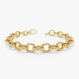 14k Bold Oval Link Bracelet 6.5 Inches Ferkos Fine Jewelry