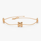 14k Gold Minimalist X Station Bracelet 14k Rose Gold Ferkos Fine Jewelry