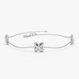 14k Gold Minimalist X Station Bracelet 14k White Gold Ferkos Fine Jewelry
