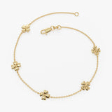 14k Gold Clover Station Bracelet Ferkos Fine Jewelry