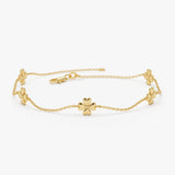 14k Gold Clover Station Bracelet 14k Gold Ferkos Fine Jewelry