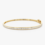 14K Gold Channel Set Modern Baguette Diamond Bangle Ferkos Fine Jewelry