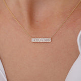 14k Rose Gold Baguette Diamond Horizontal Necklace