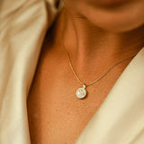 14K Rose Baguette Diamond Disc Cluster Necklace