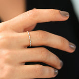 14K Rose Ultra Thin Half Eternity Baguette Diamond Stackable Ring