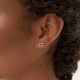 14K Princess-Cut Ruby Stud Earrings with Diamond Halo Ferkos Fine Jewelry