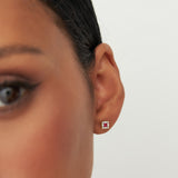 14K Princess-Cut Ruby Stud Earrings with Diamond Halo Ferkos Fine Jewelry