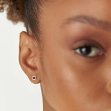 14K Princess-Cut Ruby Stud Earrings with Diamond Halo Ferkos Fine Jewelry