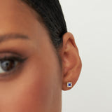 14K Princess-Cut Sapphire Stud Earrings with Diamond Halo Ferkos Fine Jewelry