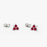 14K Tiny Trio Ruby Earrings 14K White Gold Ferkos Fine Jewelry