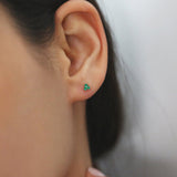 14K Tiny Trio Emerald Earrings Ferkos Fine Jewelry